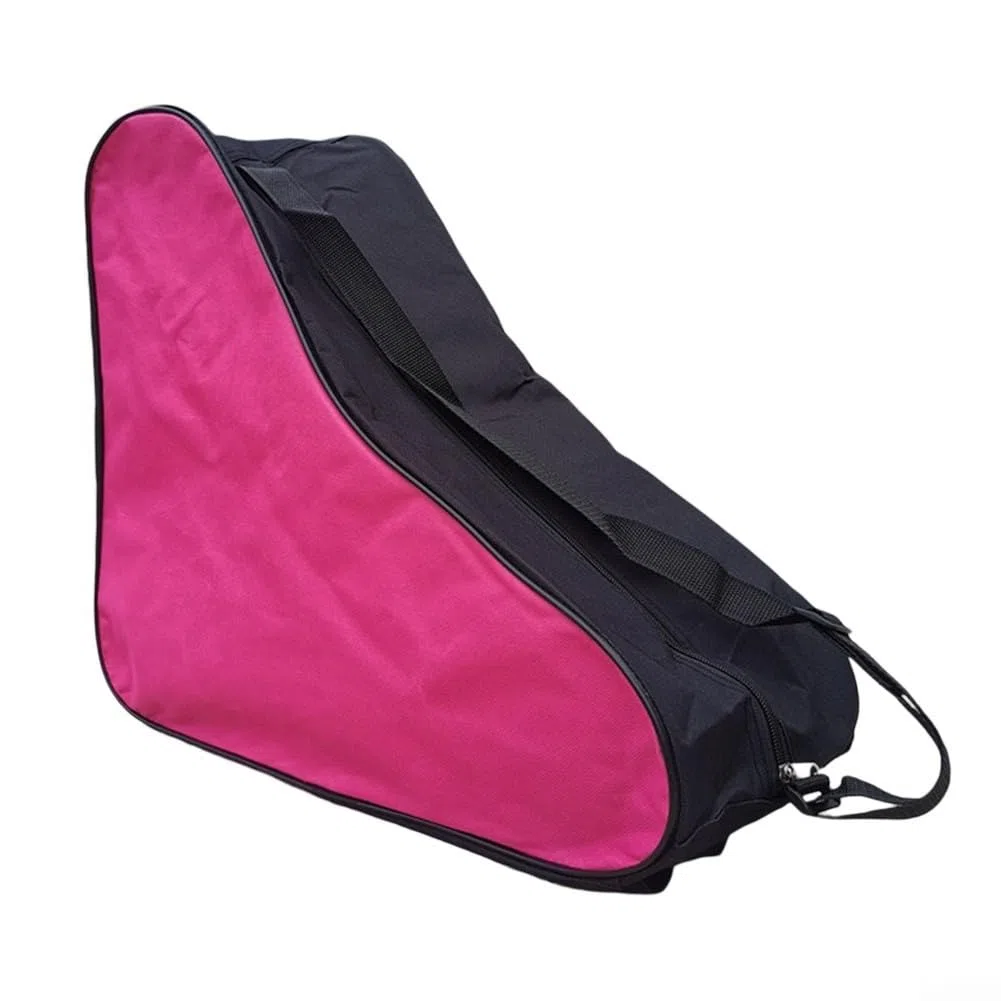 Borsa per pattini a rotelle in tessuto Oxford con spallacci regolabili per un facile trasporto e conservazione (nero e rosa)