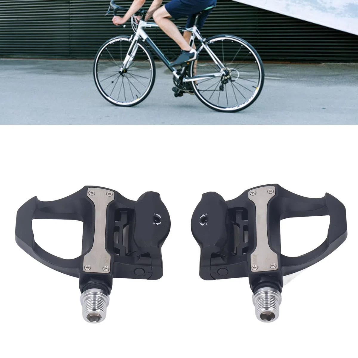 Pedali di bloccaggio con tacchette Set Tacchette con cuscinetti aerodinamici Pedale autobloccante compatibile con il Pedali in nylon leggeri ad alta resistenza per