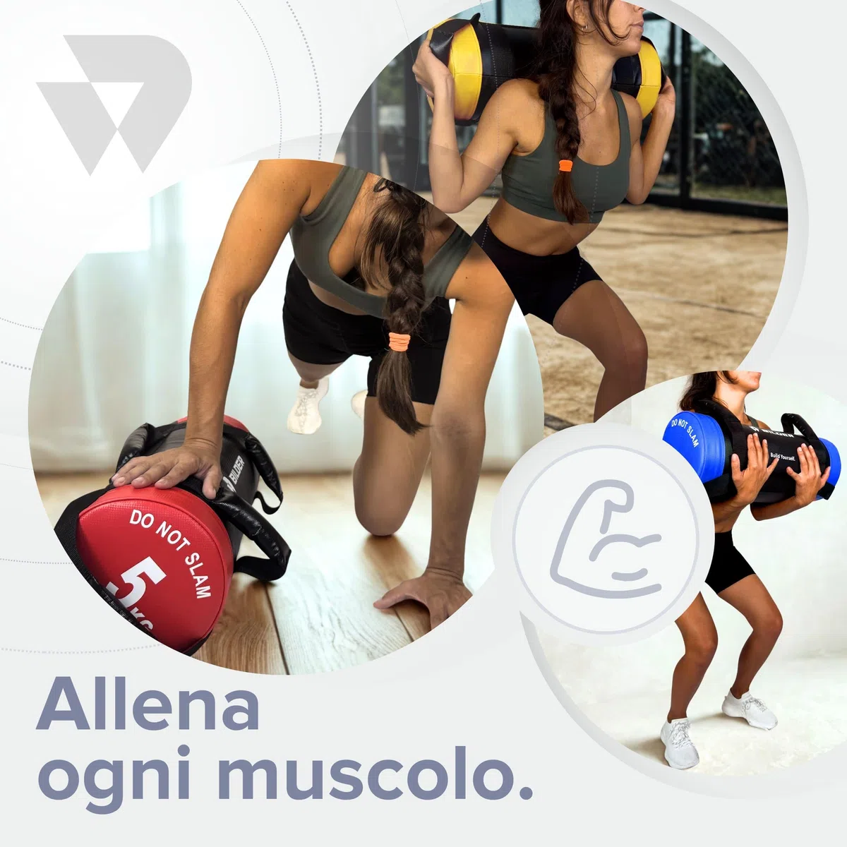 BILDER - Powerbag Compatto 5 Kg con Sabbia Metallica, Sandbag Fitness per Forza, Resistenza e Core Training, Sacco Pesi Palestra con Maniglie Multiple, Attrezzi Palestra Casa per Allenamento Completo