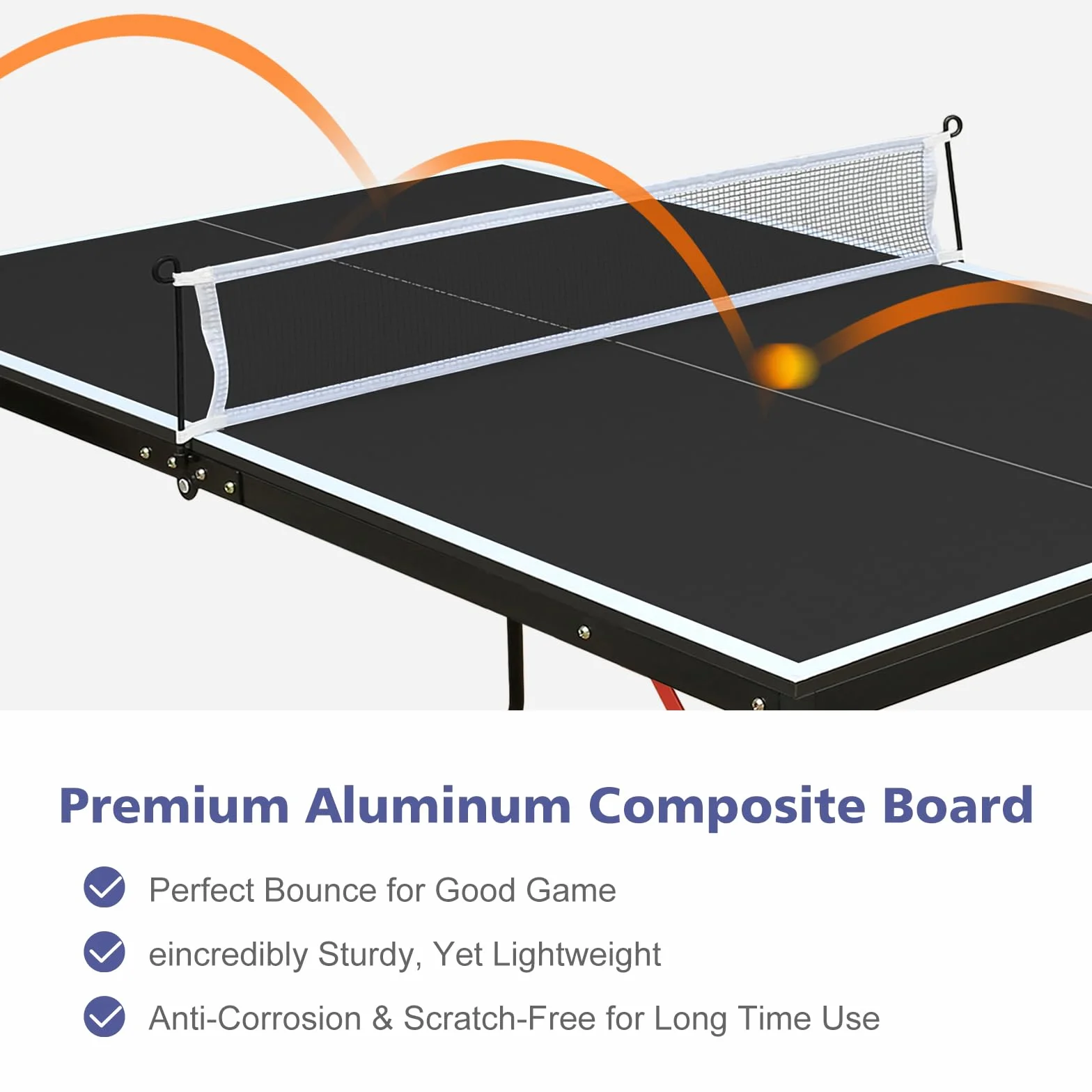 Tavolo da Ping Pong Pieghevole in MDF, Interno ed Esterno, Nero, 137.2 cm