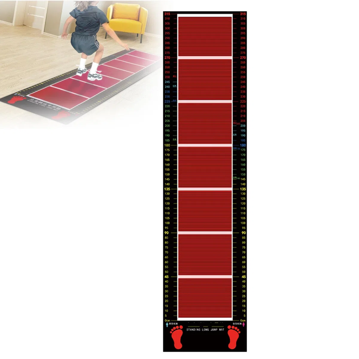Tappetino antiscivolo professionale per atleti, per esercizi e allenamento per scuola, palestra, casa, 350 x 80 cm