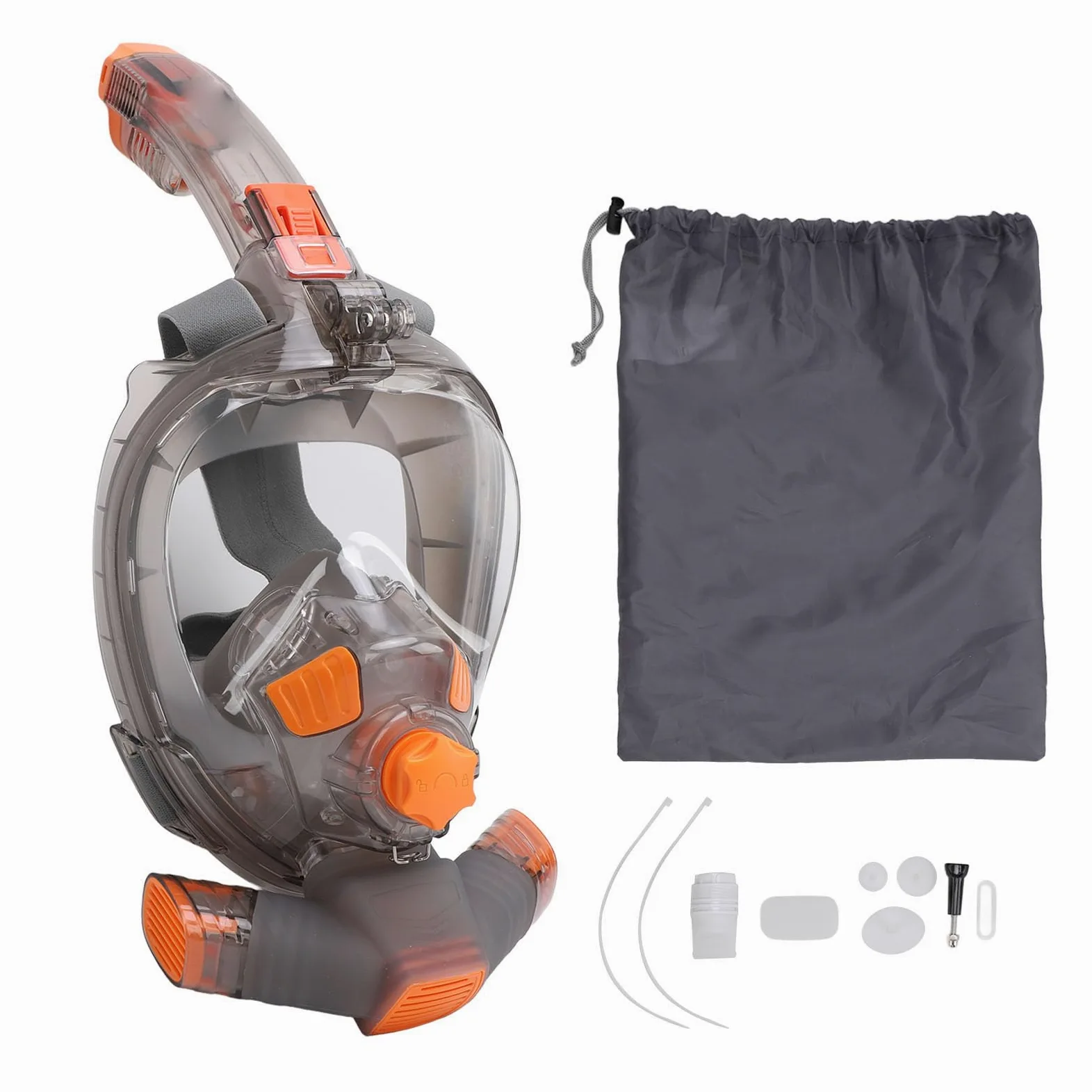 POENVFPO Maschera da Snorkeling Integrale, Vista Panoramica a 180 Gradi, | Maschera PC Antiappannamento, Tubo Pieghevole, Supporto Camera, Dry Top