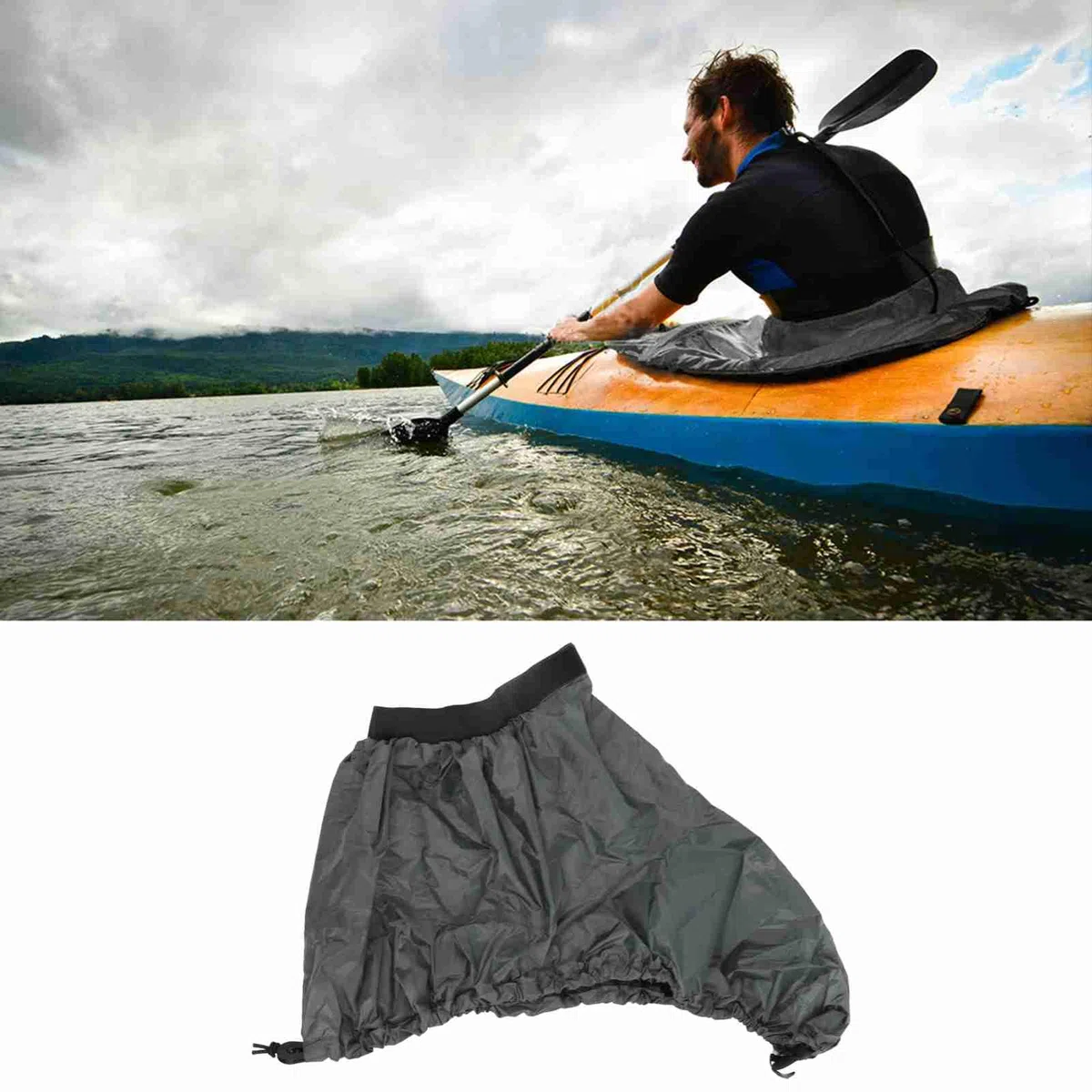 Dioche Kayak Gonna Spray Deck Kayak Nylon Nylon Regolabile Universale Kayak Spray Skirt Copertura Impermeabile Sport Acquatici Sory (Nero)