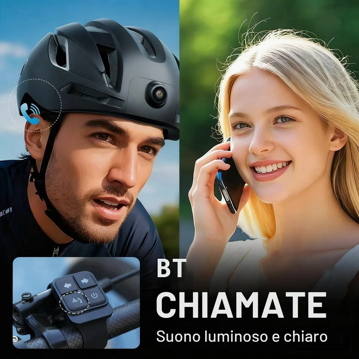Fockety Casco da bici intelligente, 58-61cm, connessione wireless, Bluetooth, con telecamera 1080P e indicatori di direzione, display LED ABS per mountain bike/bici corsa all'aperto