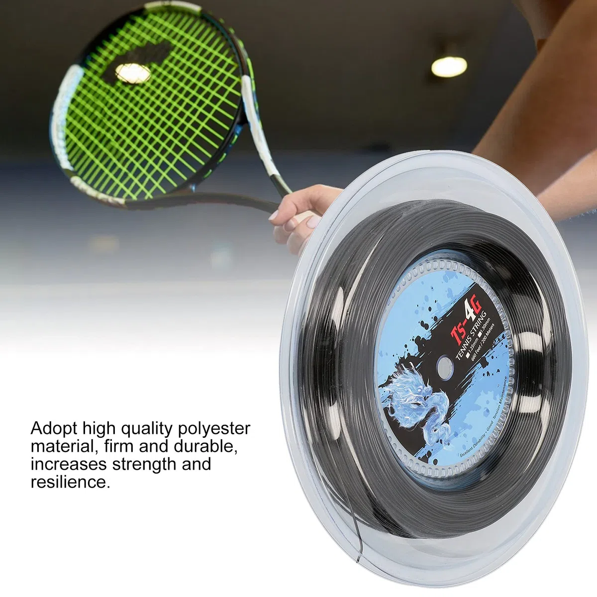 Corda per Racchetta da Tennis, Bobina da Tennis da 200 Metri Set Corda per Racchetta multifilamento Corda per Racchetta per Giocatori offensivi