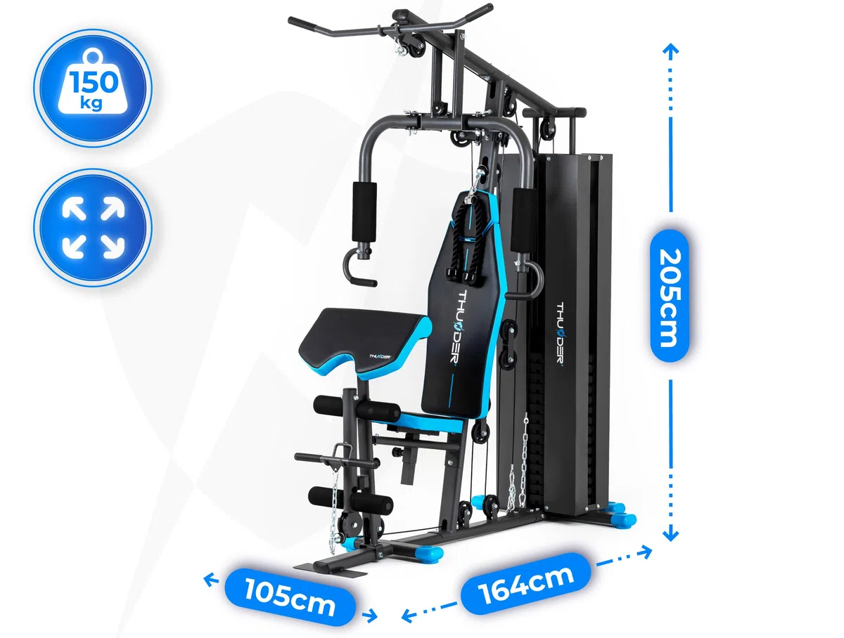 THUNDER Stazione di Forza Multifunzionale per Home Gym – Fitness Station con Sistema a Cavo e Allenamento per il Muscolo