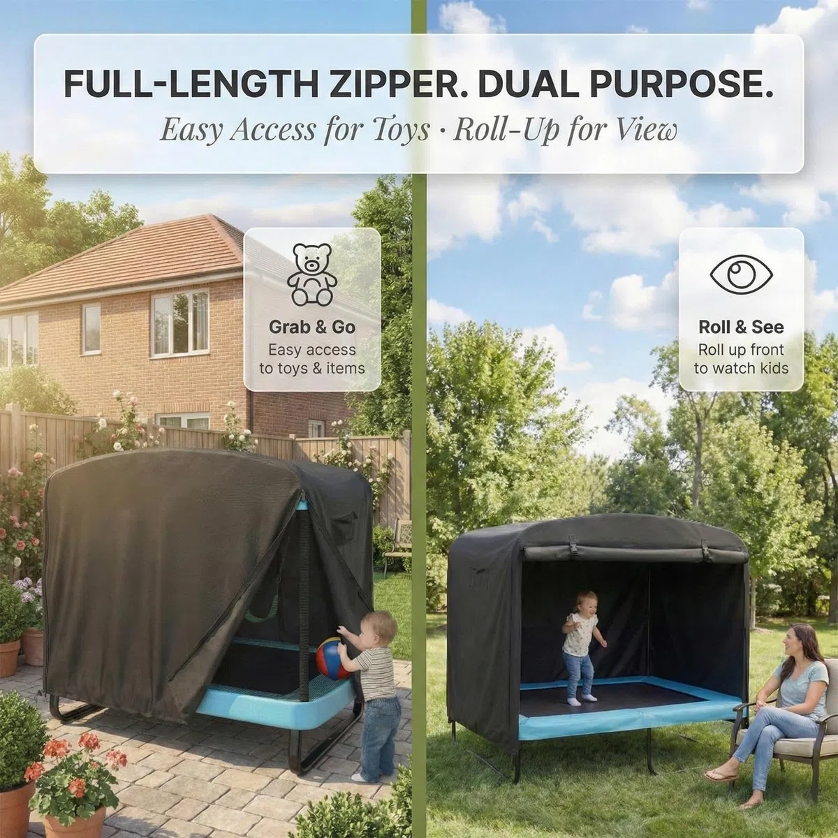 Copertura per Trampolino Rettangolare Impermeabile Rettangolare 420D Oxford | Copertura Antivento Da Trampolino 1,83 Metri Per Giardino, , Cortile, Area Giochi All'Aperto