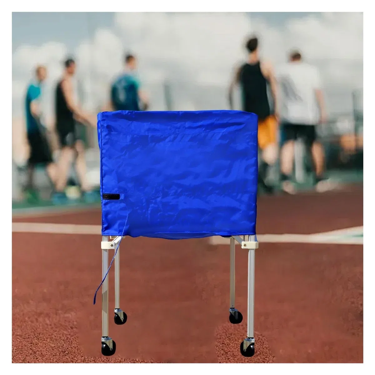 Carrello per palloni sportivi con borsa per il trasporto, attrezzatura da garage pieghevole per calcio e basket, attrezzatura sportiva blu perfetta per squadre e atleti