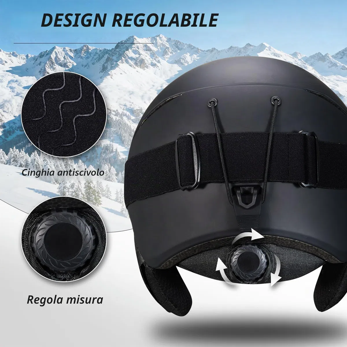 Casco da Sci con Occhiali da Sci Casco Sci per Uomo Donna con Cuscinetti Auricolari Rimovibili Ventilazione UV Ski Helmet per Ski (Nero Opaco+Occhiali da Sci, L)