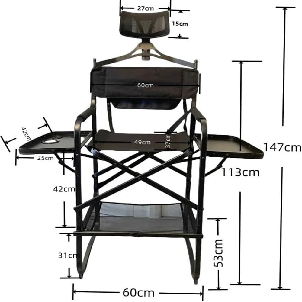 Questa Sedia da Regista Pieghevole e Portatile con tavolino e portabicchieri è Ideale per truccatori, Parrucchieri e per l'uso in Cinema: Un Mobile per Salone di Bellezza Leggero e Robusto.