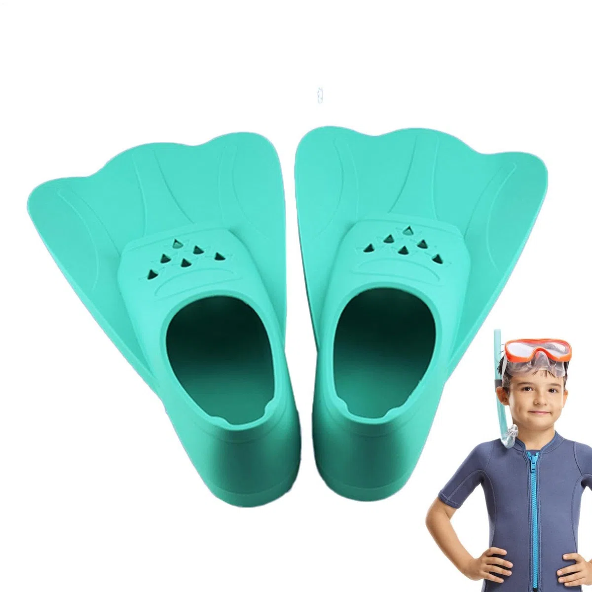 Pinne da nuoto per bambini, pinne corte da allenamento, leggere, regolabili, design idrodinamico Kick-Boost, cinghie morbide, attrezzature di propulsione dell'acqua efficiente, per imparare a fare