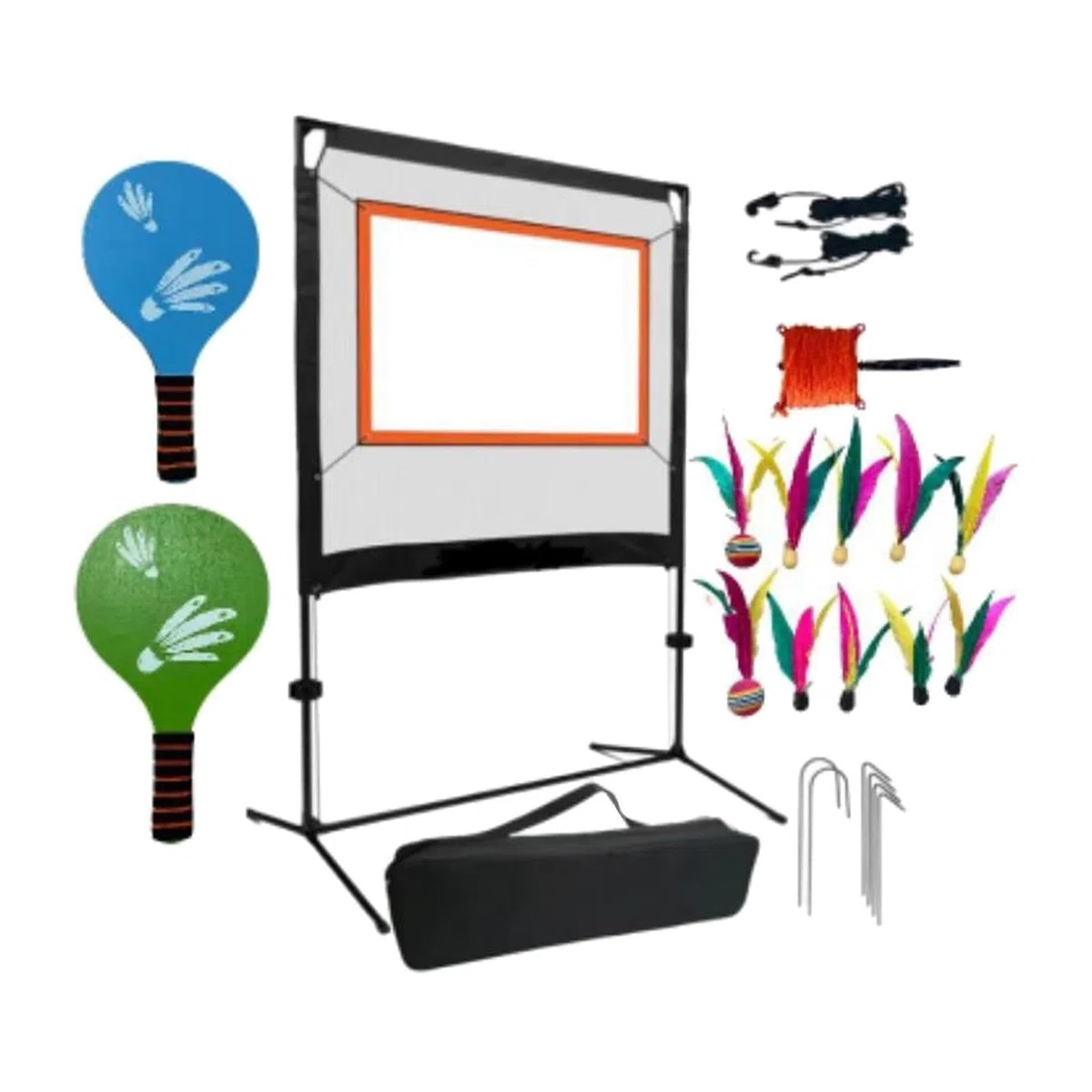 Rete da Badminton Portatile con Esperienza Completa di | interni ed esterni, include racchette e volani, set di rete da badminton per adulti con borsa per il trasporto.