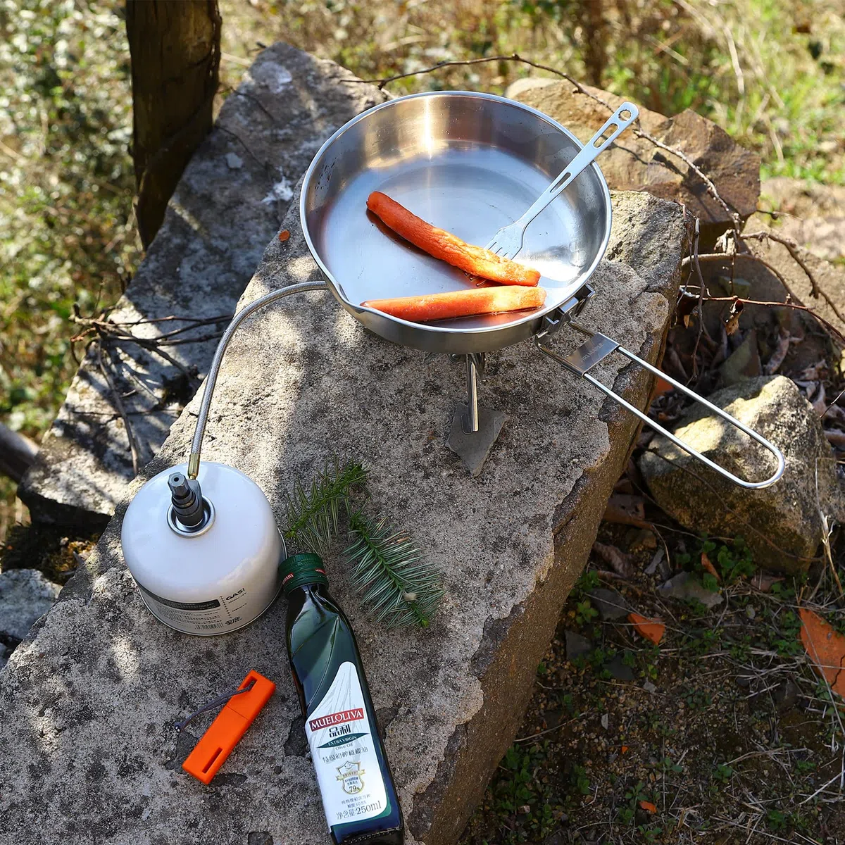 Fire-Maple Antarcti Padella in Acciaio Inox da Campeggio e Picnic Alluminio Saldato Fondo a Diffusione di Calore con Manico Pieghevole