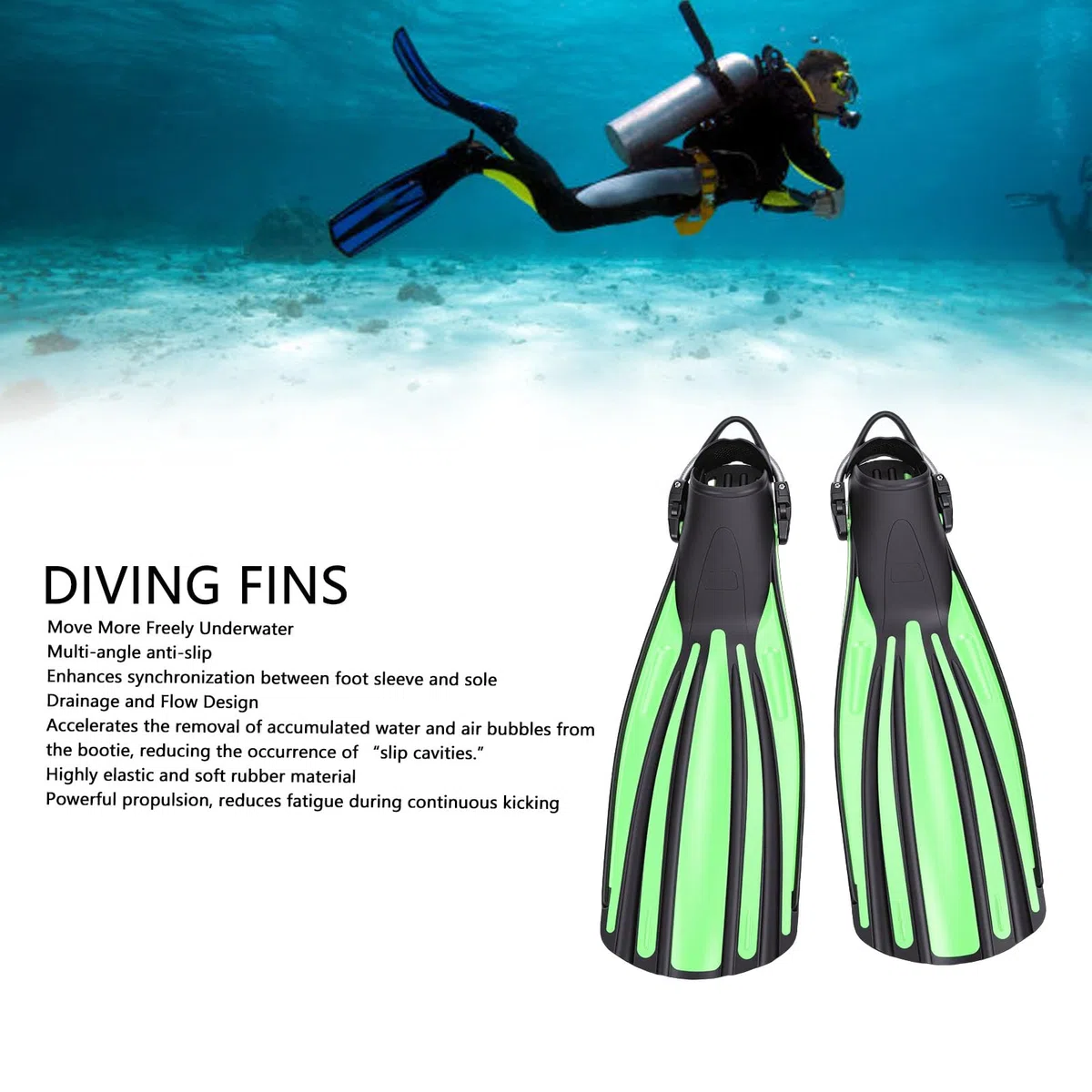 Tonysa Pinne per Immersione per Snorkeling Subacqueo, Pinne per Nuoto con Tallone Aperto Regolabili con Design Senza Cuciture, a Lama Corta Materiale TPR per Adulti con Borsa da Viaggio
