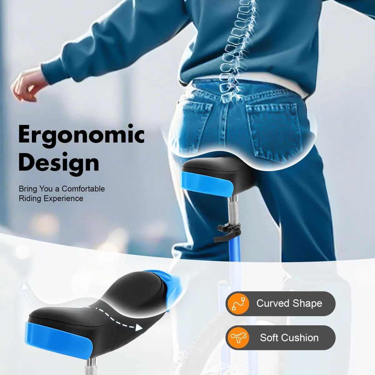 Monociclo da 16 pollici, ruota di aggiornamento per bambini da 1,2 a 1,55 m, con sella ergonomica per principianti e professionisti, unisex