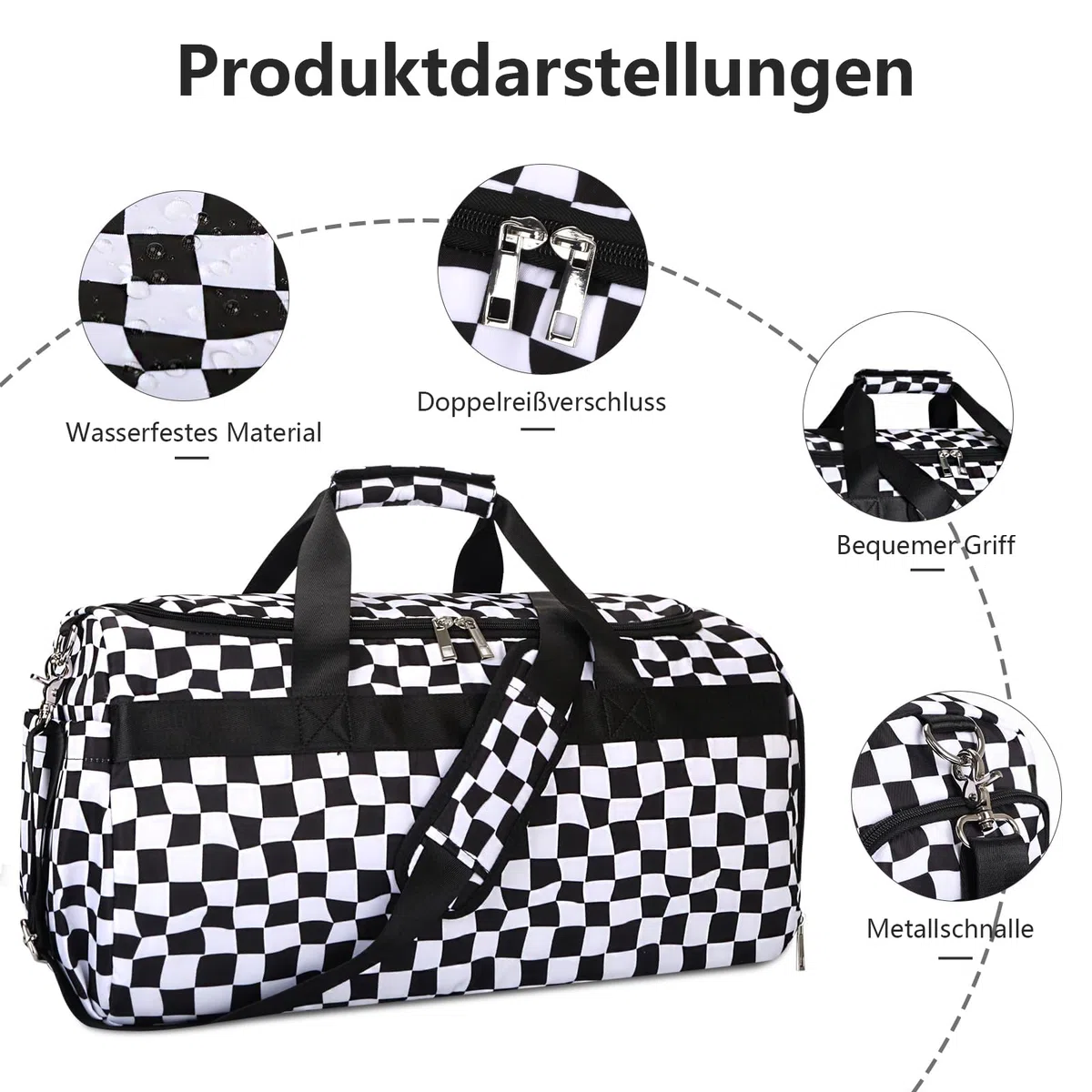 Bosidu Borsa sportiva per uomo e donna, grande borsa da viaggio con scomparto per scarpe e scomparto bagnato, leggera borsa per il weekend, borsa fitness per sport, palestra, viaggi e pernottamenti
