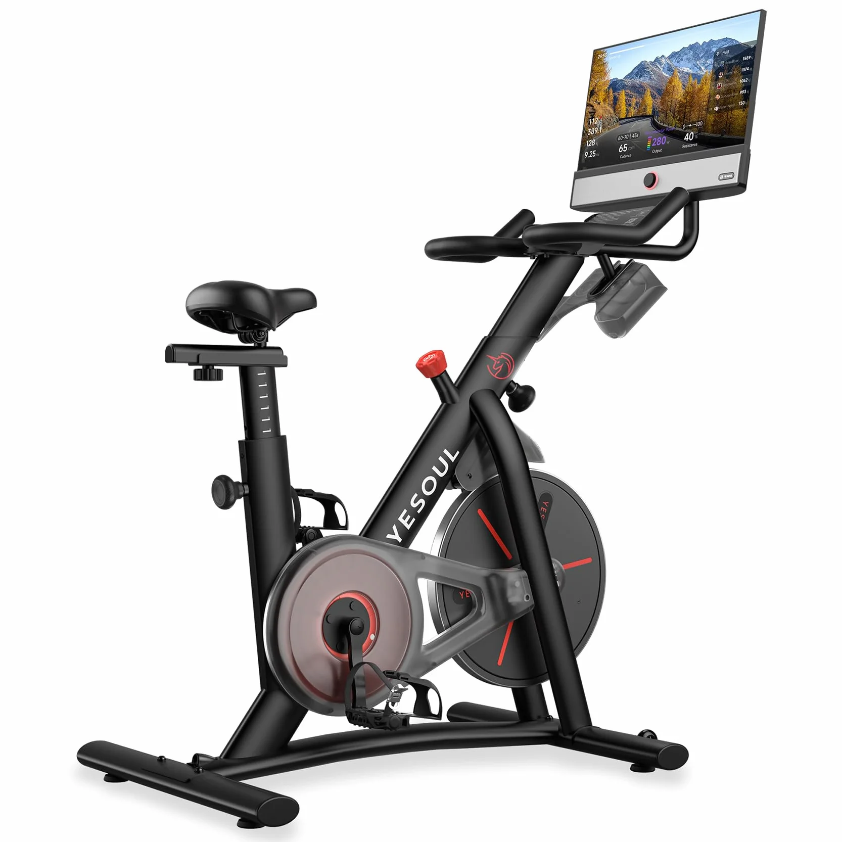 YESOUL G1M Plus Cyclette da Casa con Ergometro, Bicicletta da Fitness Silenziosa per Allenamento Cardiovascolare, Schermo FHD da 21,5", Resistenza Magnetica, Suono 360° e Funzione di Mirror Display