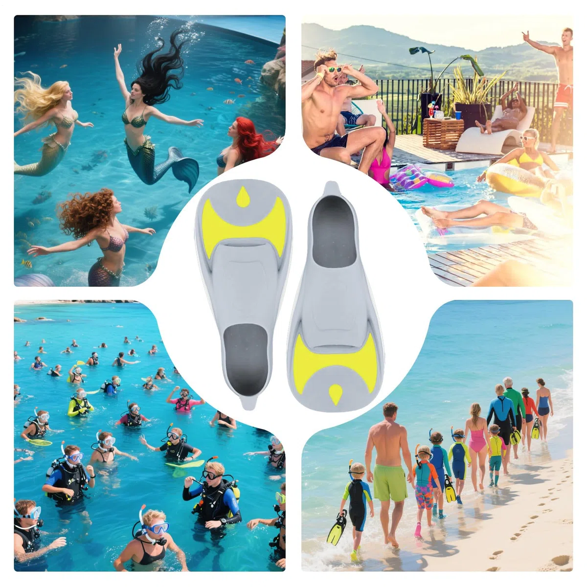 Pinne Per Il Nuoto Stabili Comode Ergonomiche | Pinne Da Nuoto Corte Per I Bambini Per Allenamento per Allenamento Bodyboarding Viaggi Uomo Donna Ragazzi Ragazze