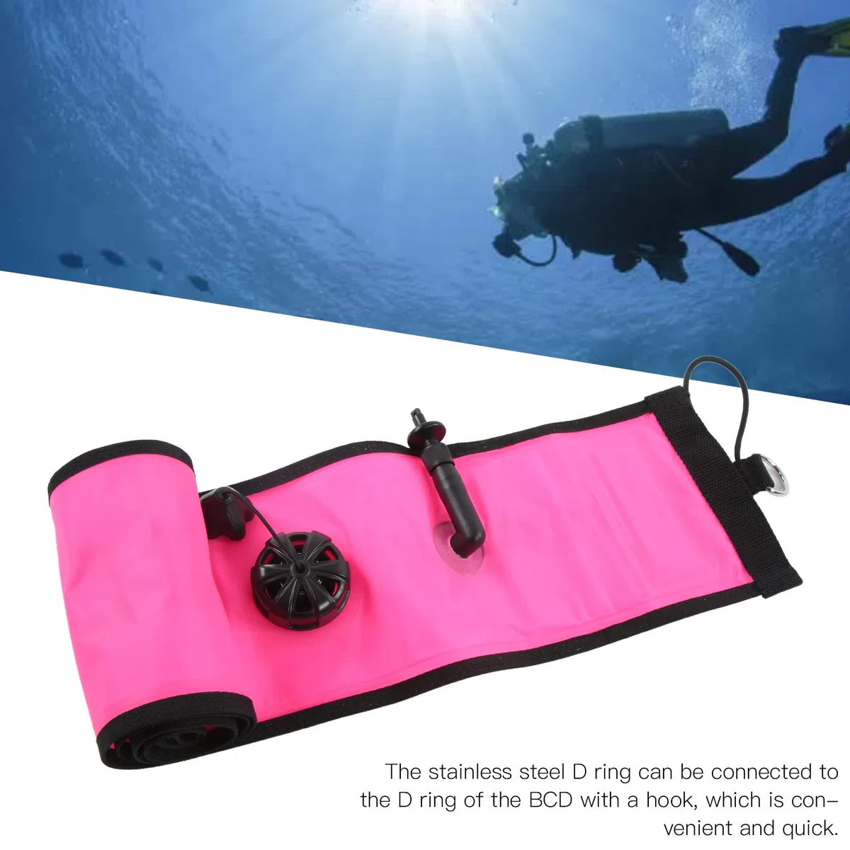 Gavigain Boa di segnalazi di Superficie in Nylon Durevole Boa di segnalazi di Superficie Gonfiabile ad Alta visibilità Striscia ttente di Sicurezza per Immersioni subacquee