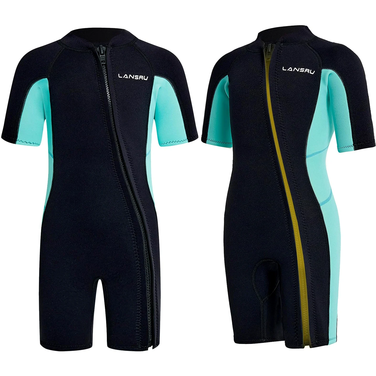 Muta in neoprene per bambini – 2,5 mm SCR, tuta corta sicura con protezione UV, cerniera anteriore obliqua, mantiene gli adolescenti caldi in acqua fredda