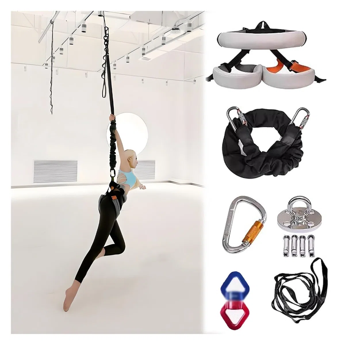 Bungee Fitness Set per allenamento di agilità e potenza, corda elastica con cintura traspirante per esercizi e yoga