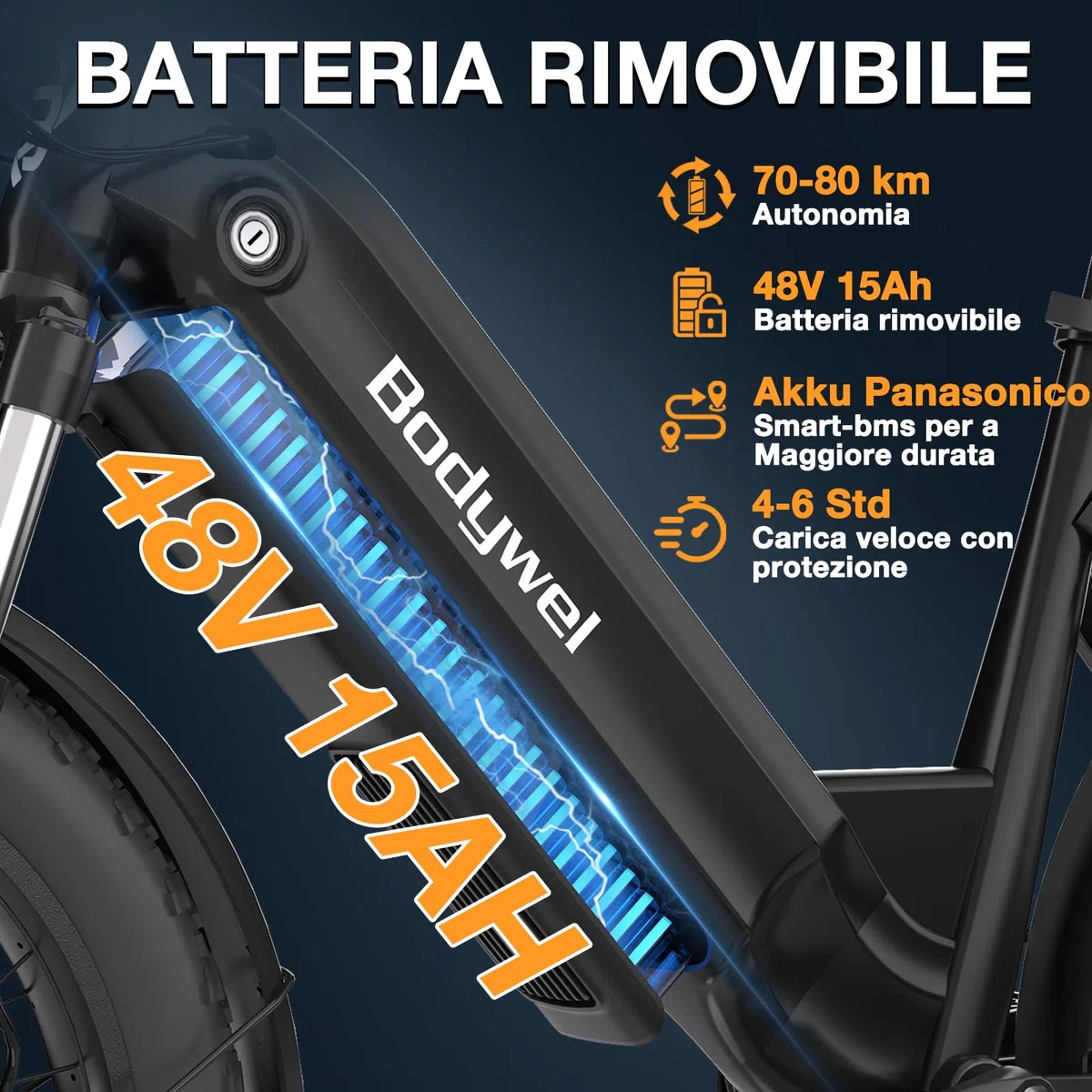 Bodywel F20 E-Bike Adulto 48V 15Ah Batteria 250W Motore 25 km/h, Bici Elettrica Fatbike 20 Pollici per Uomo e Donna, 7 Velocità, Display Smart APP, Freni a Disco 180mm, Portapacchi