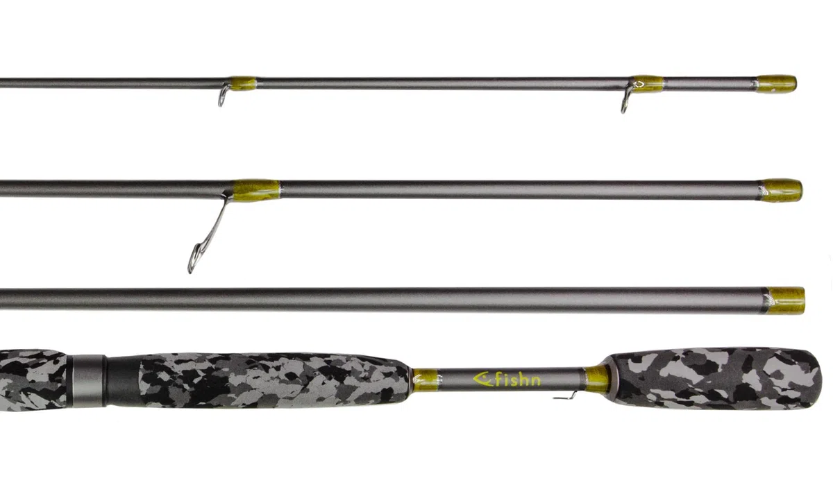 FISHN Explorer - Canna da pesca da viaggio, 213 cm, 4 pezzi, peso 10-40 g, con tubo da viaggio stabile per la pesca alla trota, al salmone, al luccio