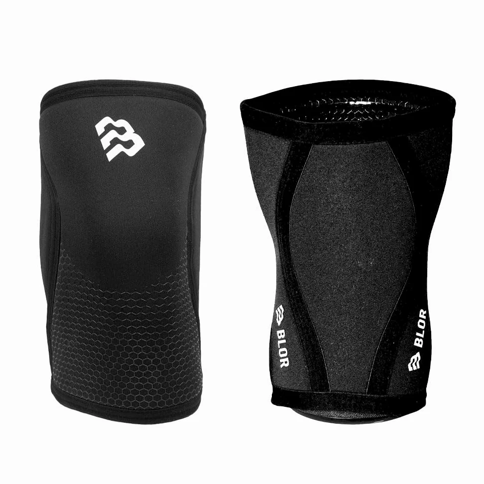 BLOR Ginocchiere 2.0 Black 5 | 7mm Ideali Per Powerlifting In Neopreme | Unisex A Compressione | Sollevamento Pesi | Ottime Per Bodybuilding E Crosstraining (5MM, M)