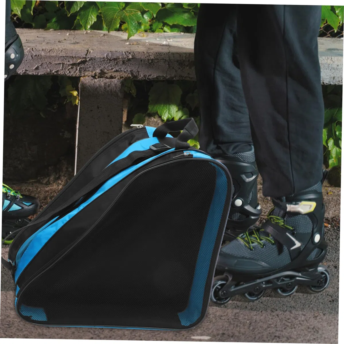 ibasenice Set 2 Pezzi Borsa Porta Pattini Rotelle e Ghiaccio Oxford Design a Strati, Black, Pratica per Trasporto e Uso Outdoor