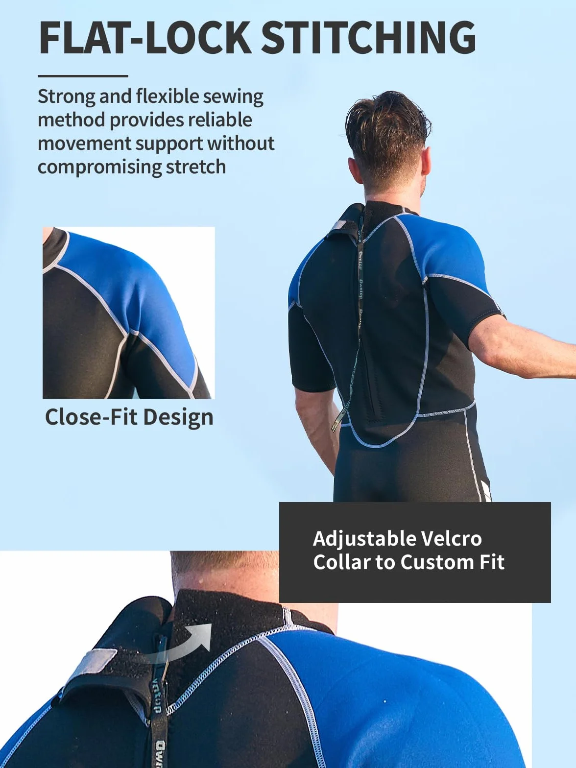 Owntop Shorty - Muta corta in neoprene, 1,5 mm, per immersioni, surf, a maniche corte, in neoprene, per sport acquatici