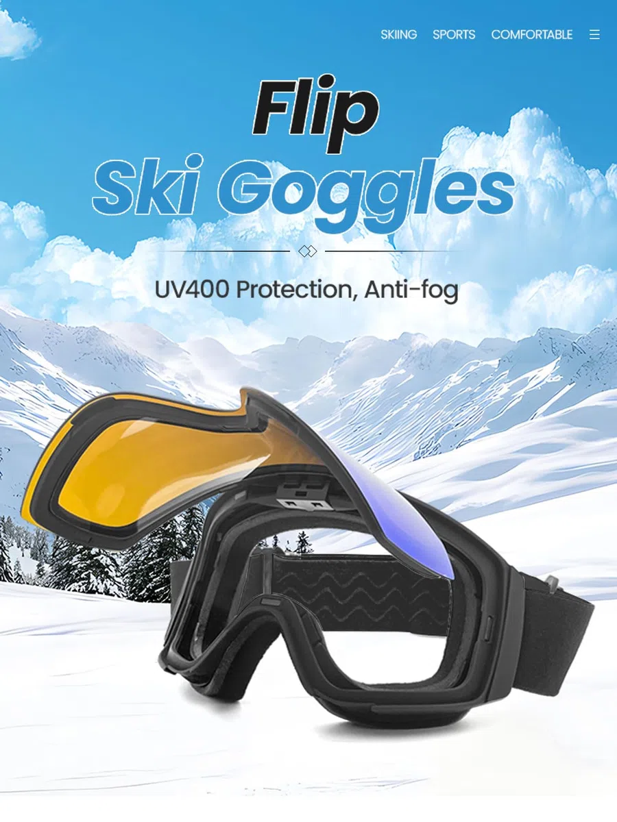 Occhiali da sci a scatto, occhiali da neve OTG, a conchiglia, anti appannamento, protezione UV, lenti intercambiabili, occhiali da snowboard per adulti, uomini, donne, giovani, lenti