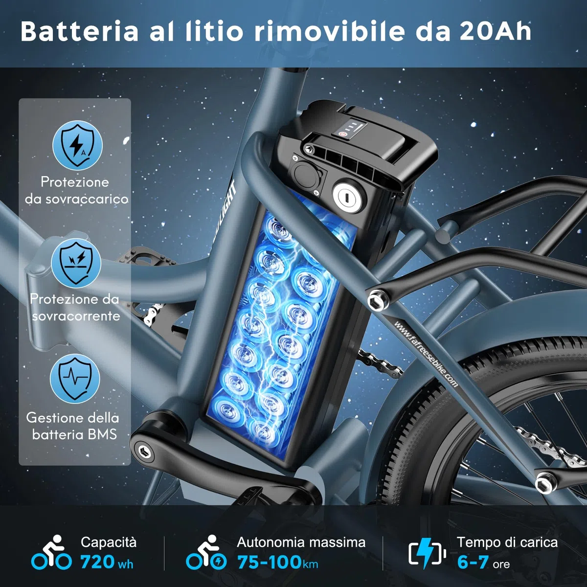 Fafrees Bici Elettrica Pieghevole, Bicicletta Elettrica Donna Uomo 36V 20Ah, 20 Pollici Ebike da Città, 110-130KM Pedalata Assistita E-bike, 7 Velocità, F20 Light