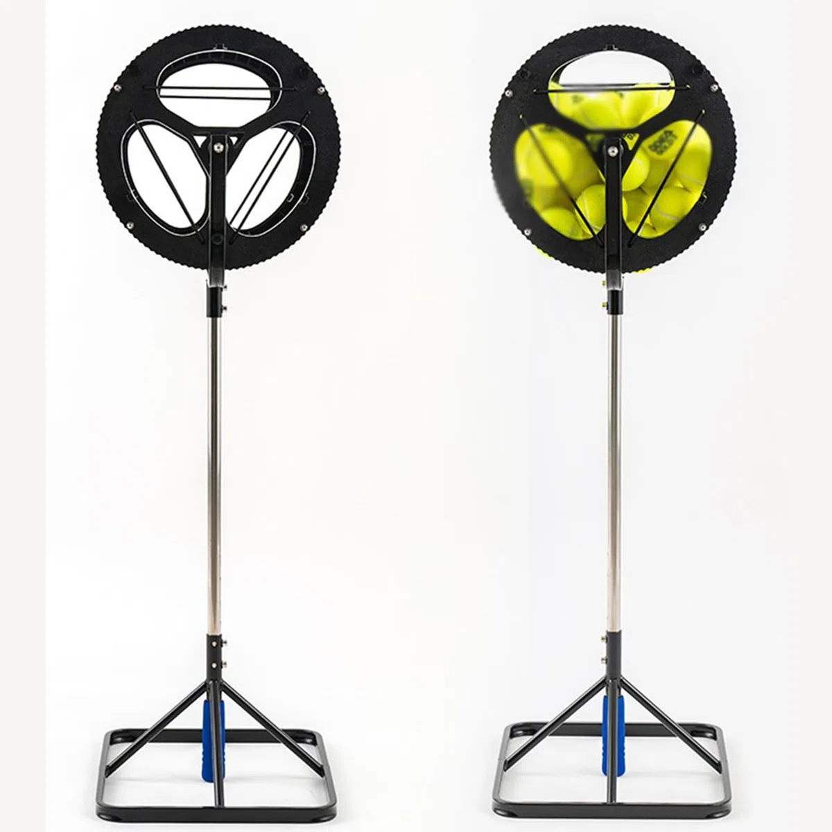 Raccoglitore per palline da tennis 2 in 1, portatile, con capacità di 80 palline, design ergonomico, struttura in acciaio inox per scuole, allenatori, club
