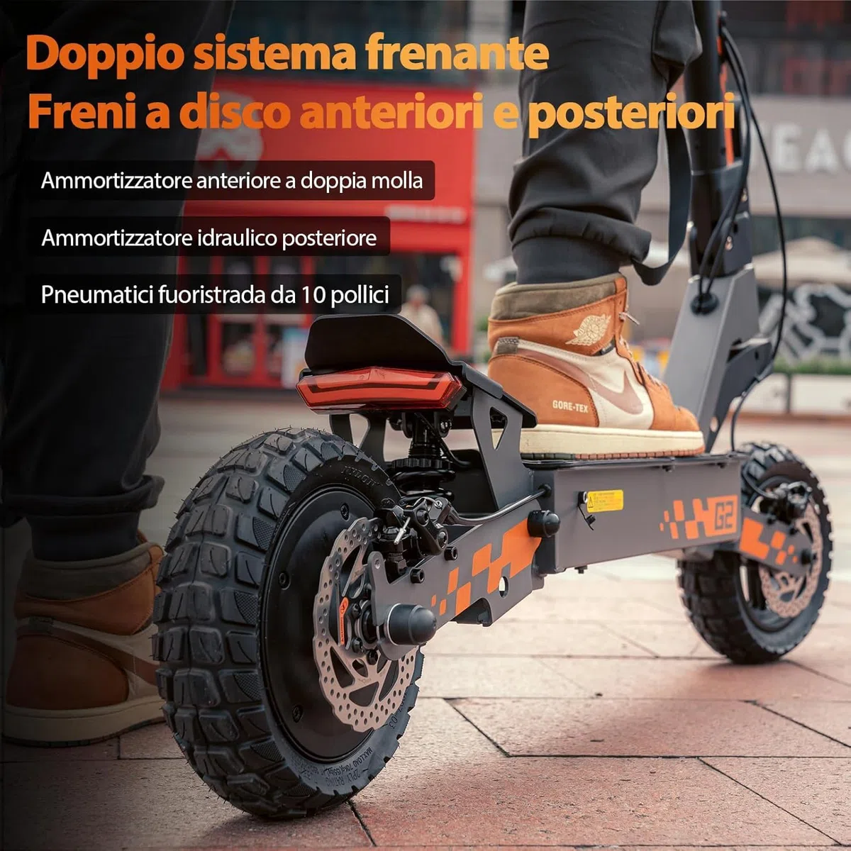 Monopattino Elettrico Adulto,Scooter Elettrico,Patinete electrico,Motore da 500W,Autonomia di 55-60 km,Carico Massimo 120KG,Pneumatici da 10",Sistema di Controllo di Doppia frenata,G2