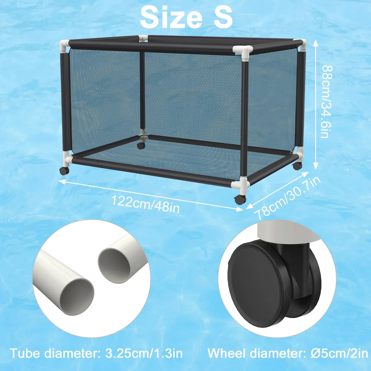 FIVMEN Carrello per palloni, 122 x 78 x 88 cm, con 4 rotoli, in rete di nylon per calcio, basket, pallavolo
