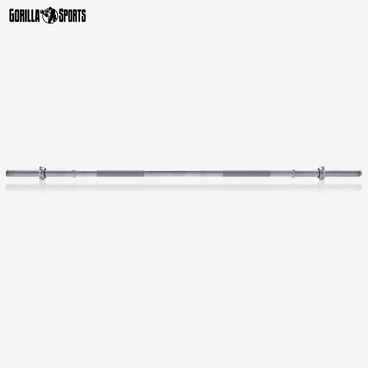 GORILLA SPORTS Barra per bilanciere lunga, diametro: 30 mm, lunghezza: 150 cm, 180 cm, 200 cm, con 2 chiusure a stella, portata massima: 200 kg, cromata, barra per manubrio lunga