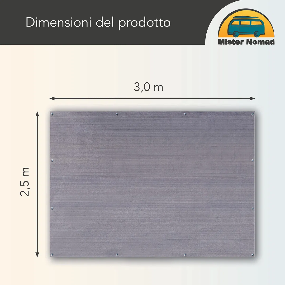 Mr Nomad stuoia campeggio 3,0 m x 2,5 m - tappeto da campeggio blu/grigio in polietilene, pavimento ideale per veranda con borsa per il trasporto, 4 picchetti a T e 12 chiodi in acciaio