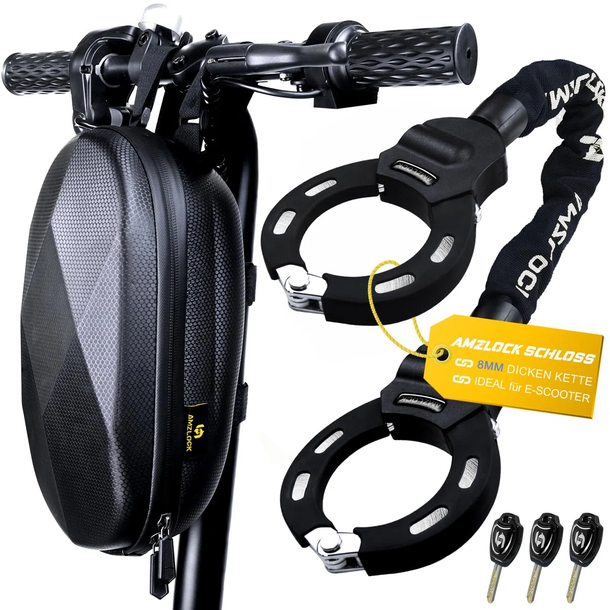 Lucchetto a Catena Antifurto, Lucchetto per Scooter con Borsa Impermeabile e Chiave, Accessori Monopattino Elettrico, Serrature a Manetta per Scooter, Mountain Bike, Moto, Carrelli