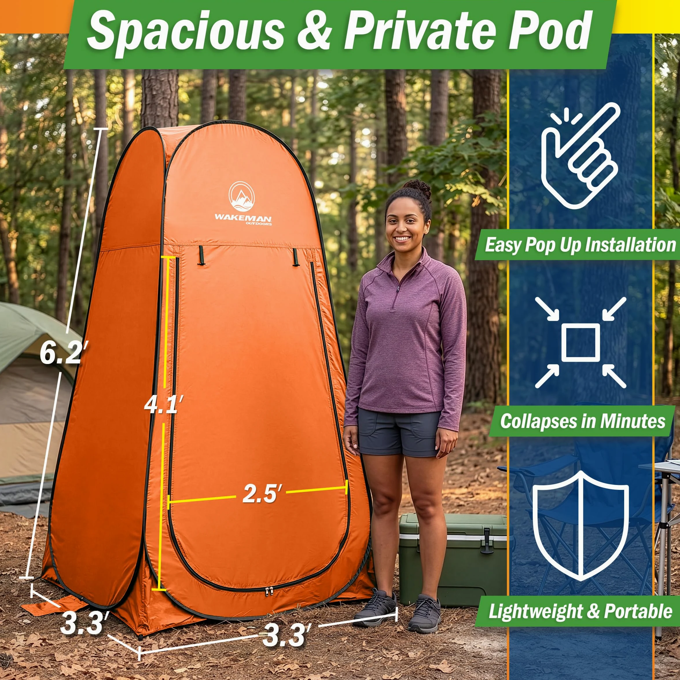 Wakeman Outdoors - Tenda pieghevole per la privacy istantanea, doccia e fasciatoio, per campeggio, spiaggia e pioggia, con borsa per il trasporto