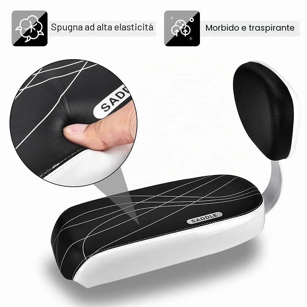Cuscino per sedile posteriore della bicicletta, per bambini, in pelle PU, con braccioli e poggiapiedi, per ragazze/ragazzi/bambini