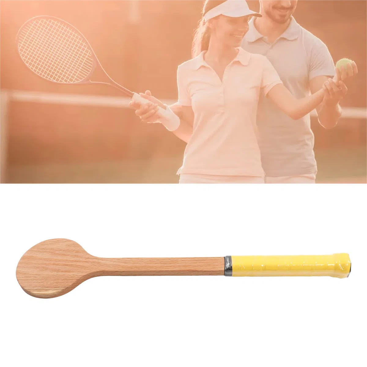 Jiawu Tennis Sweet Pointer Trainer Racchetta Aiuto per l'Allenamento con Altalena in Legno per Colpire il Punto Centrale, con Borsa per Esercizi Sportivi, Strumento di Allenamento in Quercia Rossa