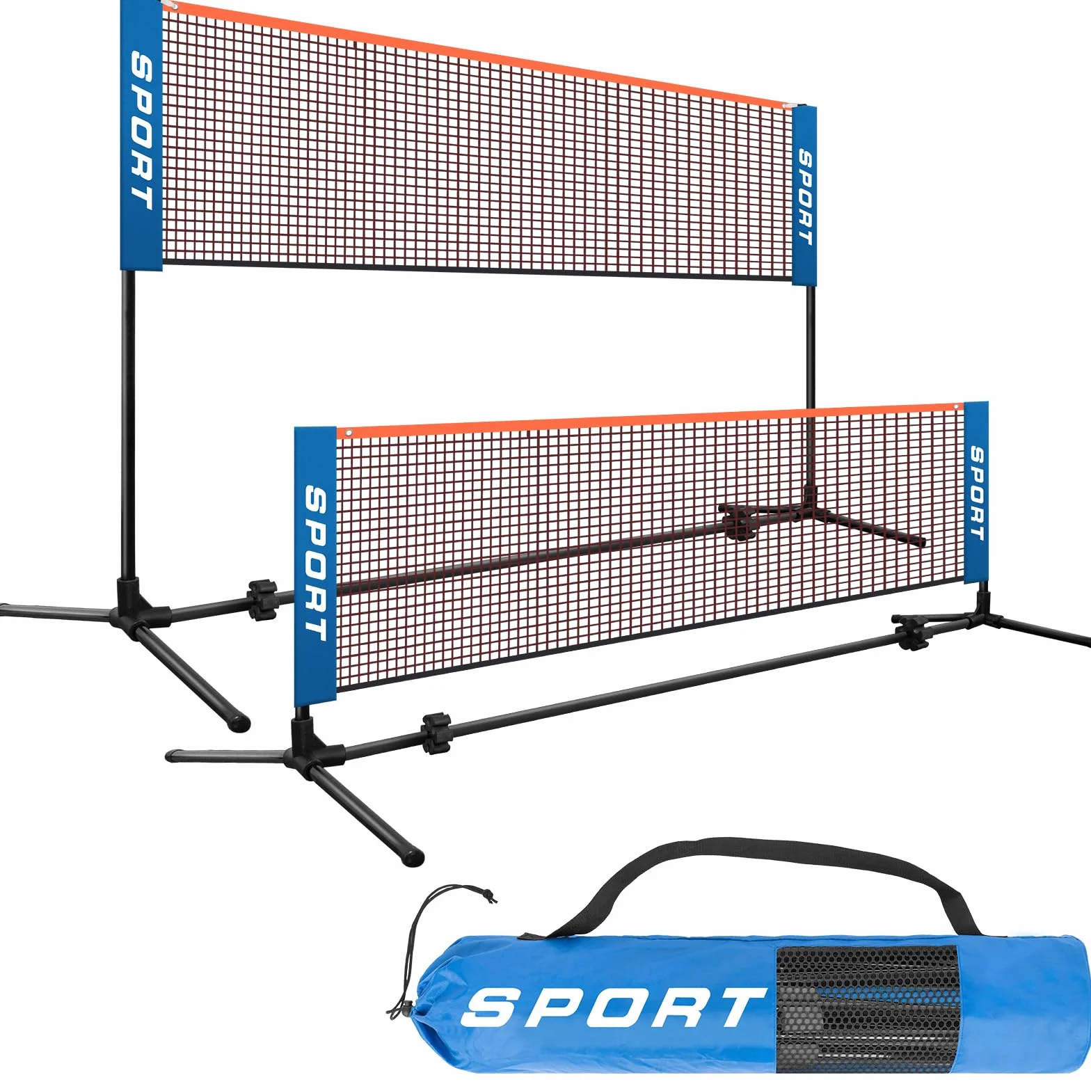 AKOZLIN Rete da badminton portatile, regolabile in altezza, con pali e borsa per il trasporto, per badminton, pallavolo, tennis, pickleball, calcio, tennis, facile installazione, 3 m/4,1 m/5,1 m