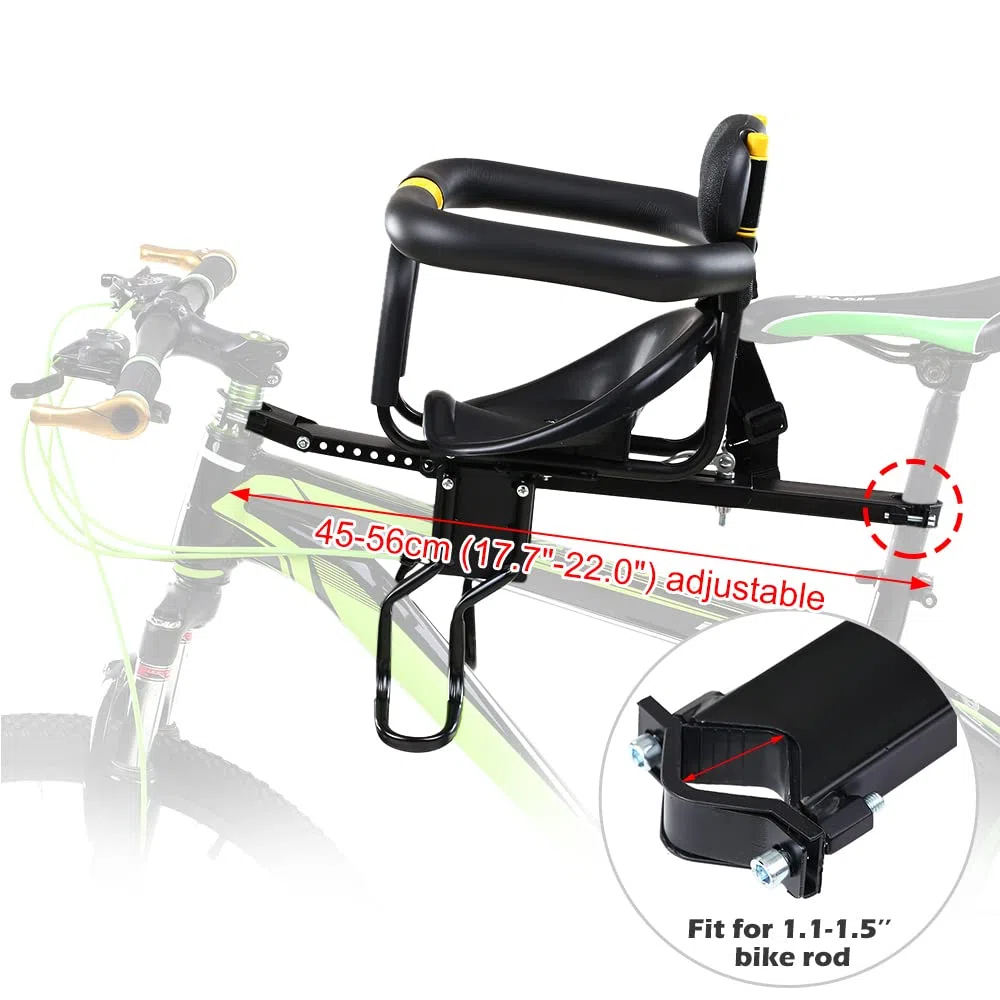 Gecheer Seggiolino per Bici per Bambini, Seggiolino per Bici da Montaggio per Bambini, Sedile Anteriore per Bambini, Adatto per Bambini da 8 Mesi a 7 Anni Sotto i 25 kg