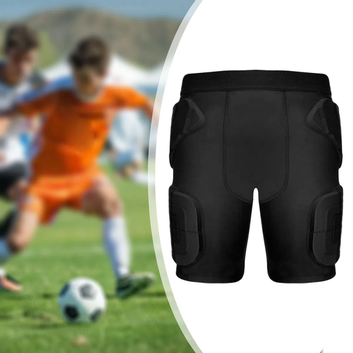 Pantaloni protettivi Imbottiti da Calcio, Cintura Multifunzionale in Tessuto Confortevole, Protezione dell'anca, Pantaloncini a Compressione per