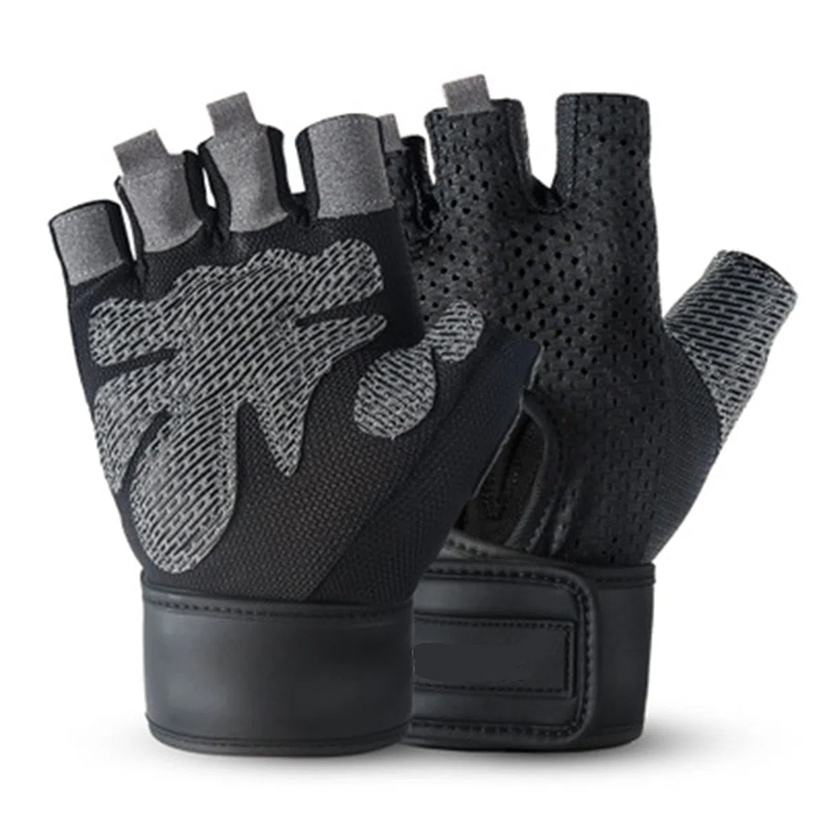 Guanti per sollevamento pesi per allenamento in palestra Protezione mezze dita Gper fitness Bodybuilding powerlifting Allenamento della forza Ciclismo ed esercizio (Color : Black, Size : XL)