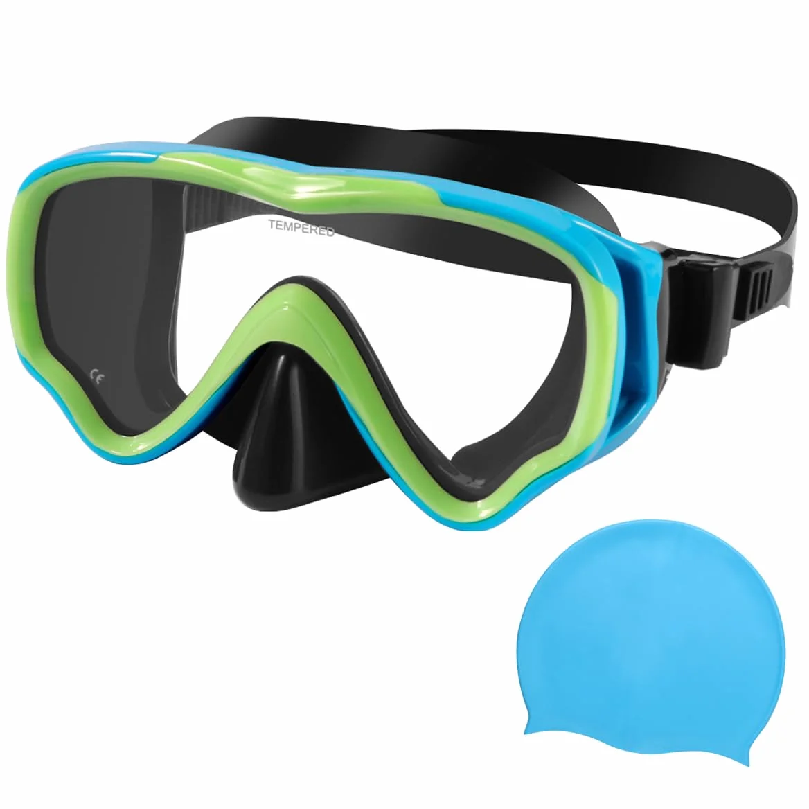 Maschera subacquea per bambini, anti-appannamento e anti-perdite, occhiali da snorkeling impermeabili in vetro temperato, per bambini dai 4 ai 14 anni
