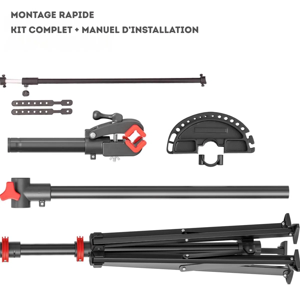 KARAT - Piedino di montaggio per bicicletta fino a 30 kg - Supporto di riparazione professionale girevole, pieghevole, altezza regolabile - 128x128x113,5 cm