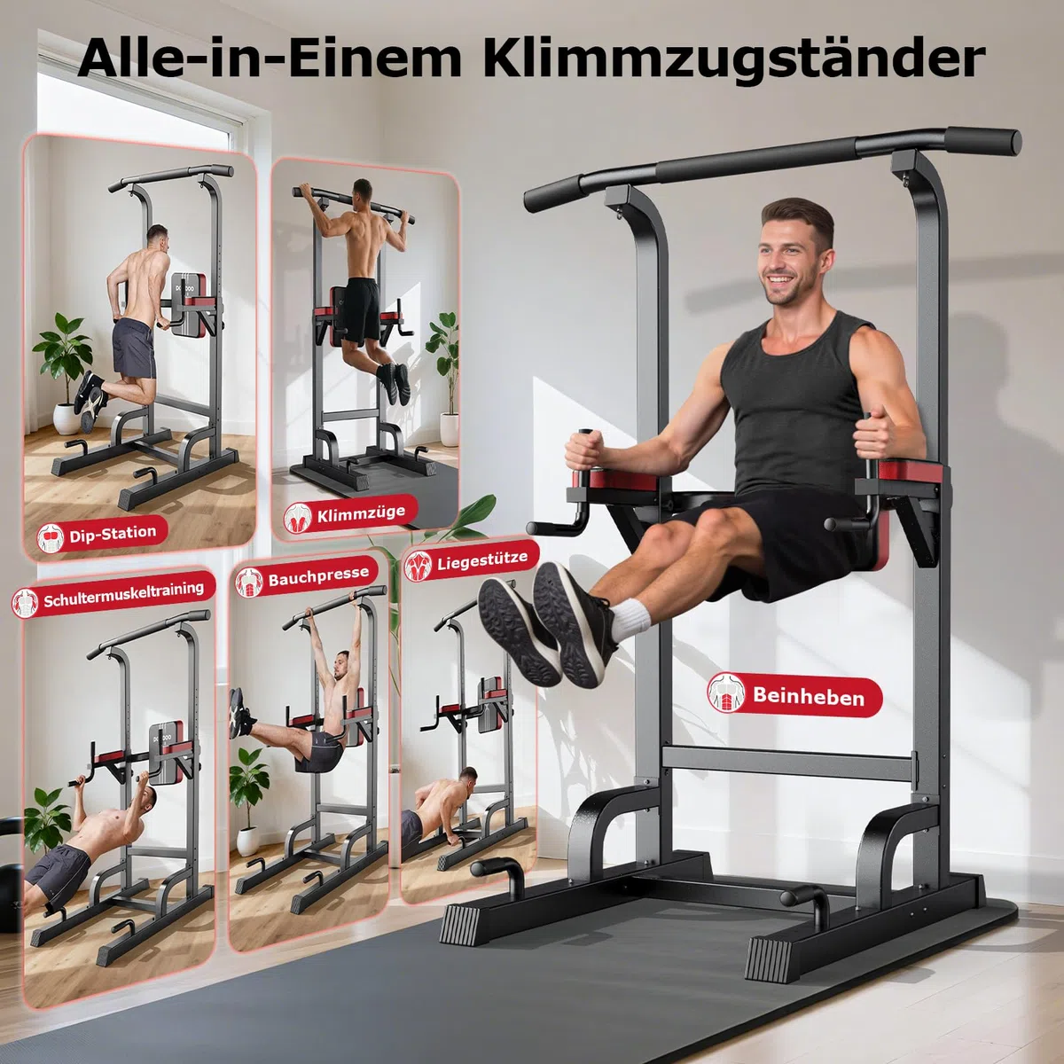 Barra per trazioni, stazione di trazione, con cavo integrato, 204,1 kg, multifunzione, regolabile in altezza, attrezzatura per allenamento di forza per palestra a casa