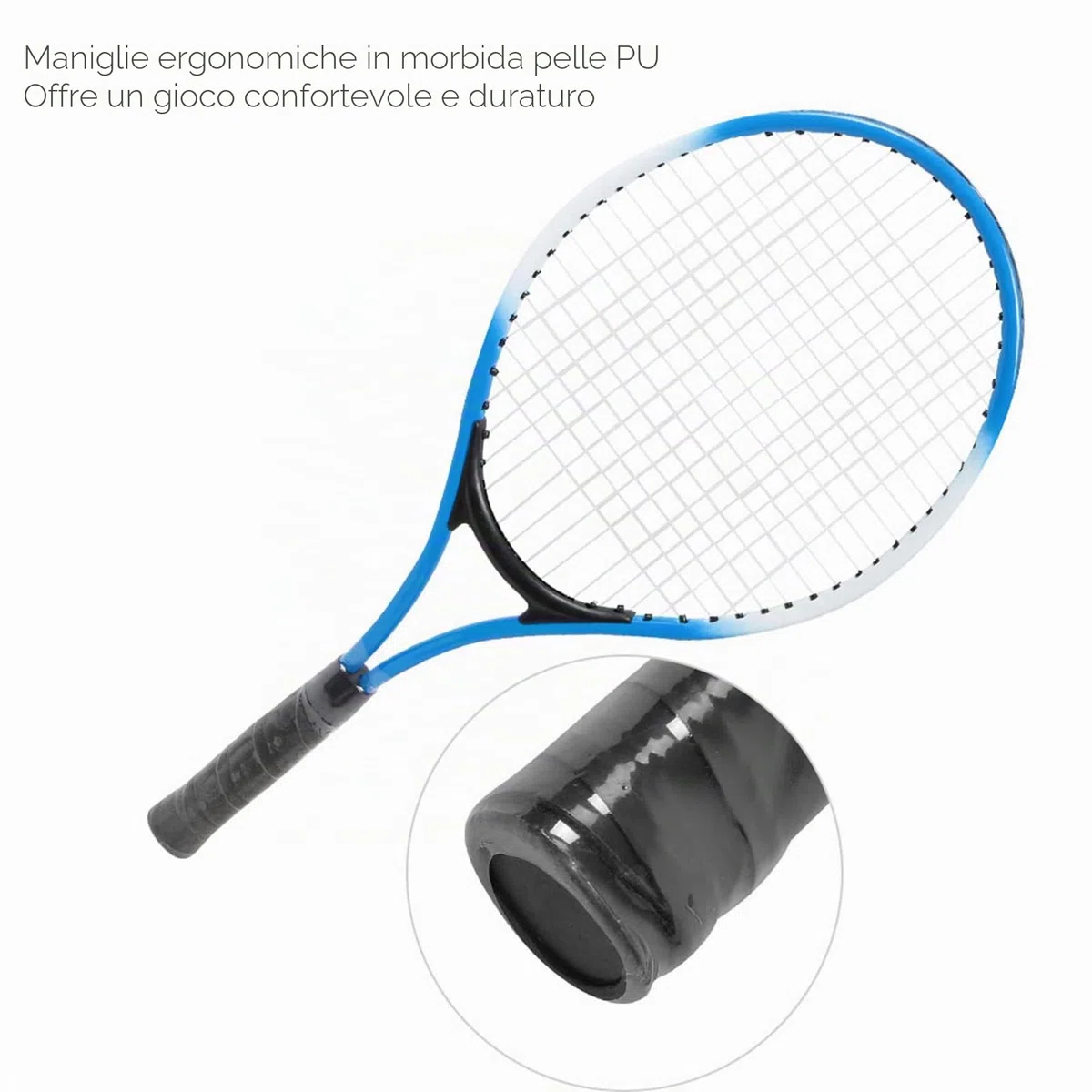 Qivine Racchetta da badminton, 2 racchette da tennis per bambini, con pallina da tennis, in lega da 21 pollici, per bambini con borsa
