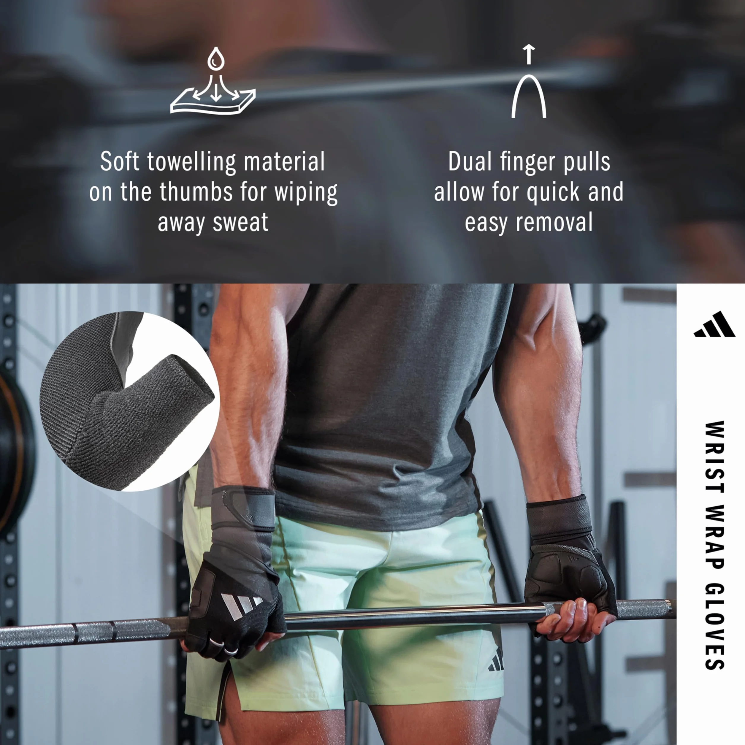 adidas Wrist Wrap - Guanti da allenamento - sudore con doppio supporto per polso in cinque misure